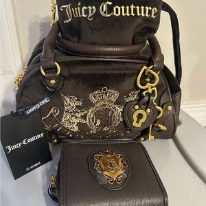 Juicy Couture Dark Brown and Gold Handbag Set